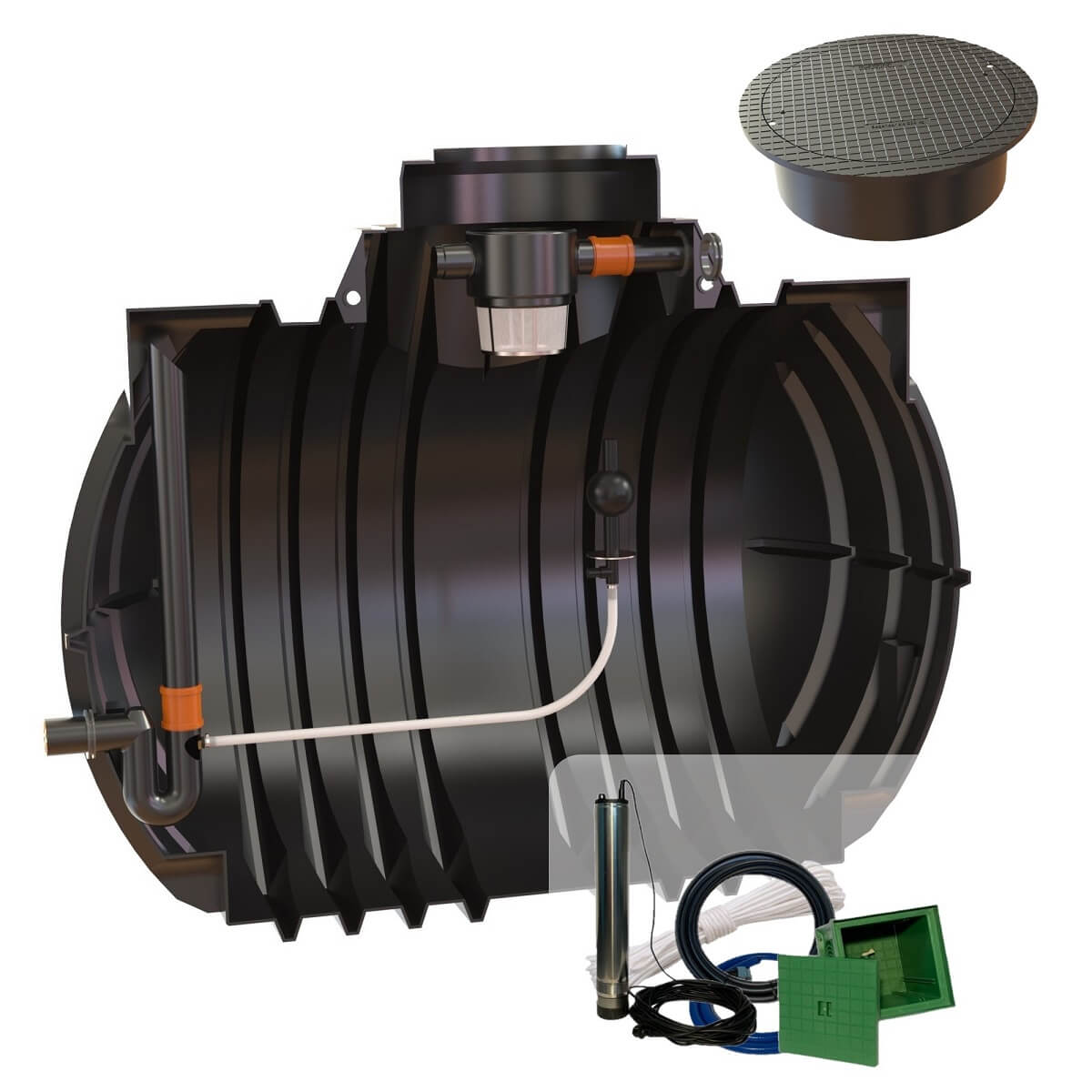 Retentionszisterne 7000L Atlantis RV 4550L mit Abdeckung und Zisternenpumpe