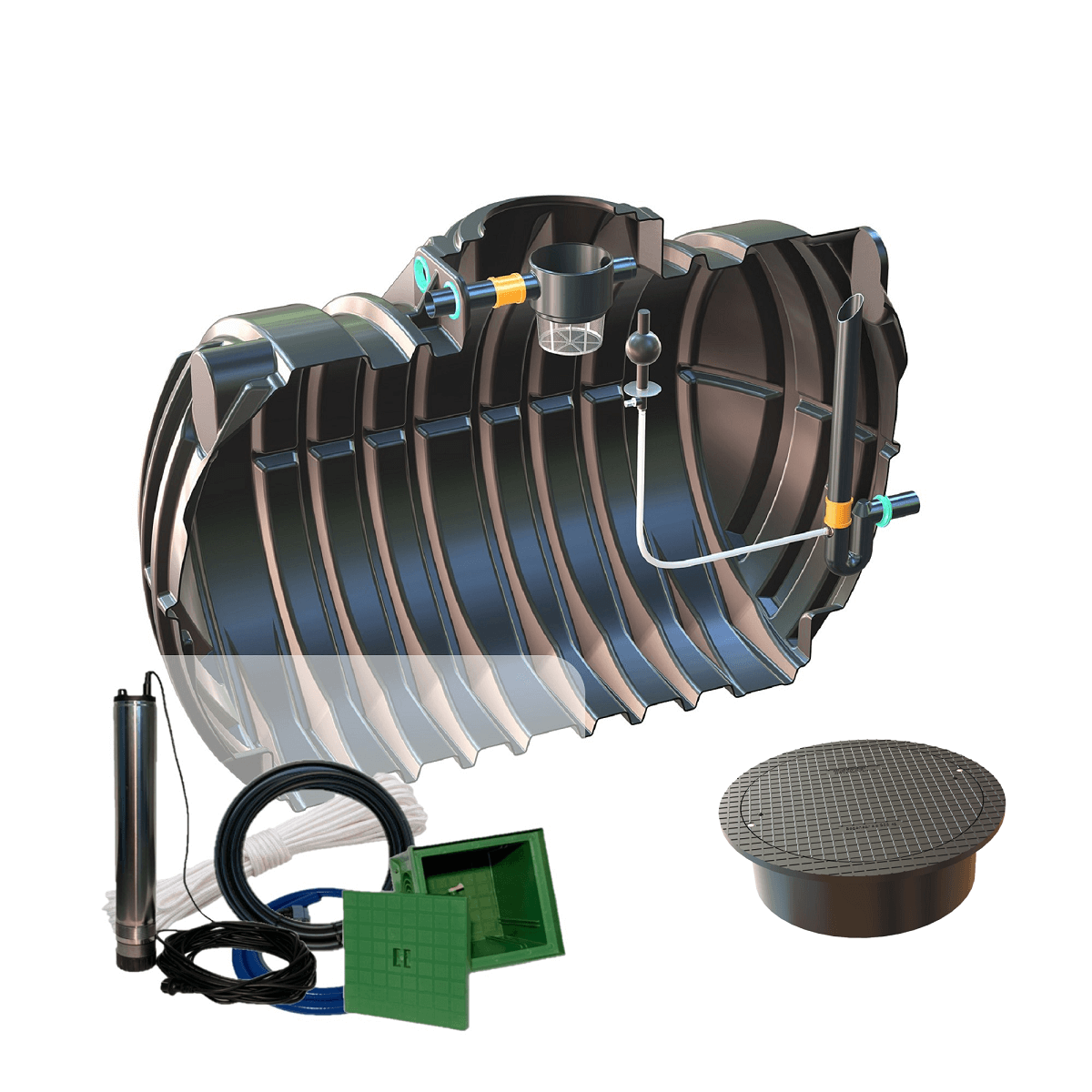 Retentionszisterne 12500L Retention 8000L Big Atlantis mit Abdeckung und Zisternenpumpe