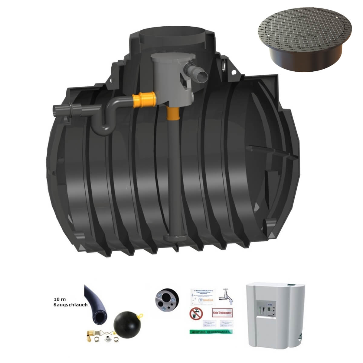 Hauszisterne 4000L Atlantis Volumenfilter mit Abdeckung und Hauswasserwerk