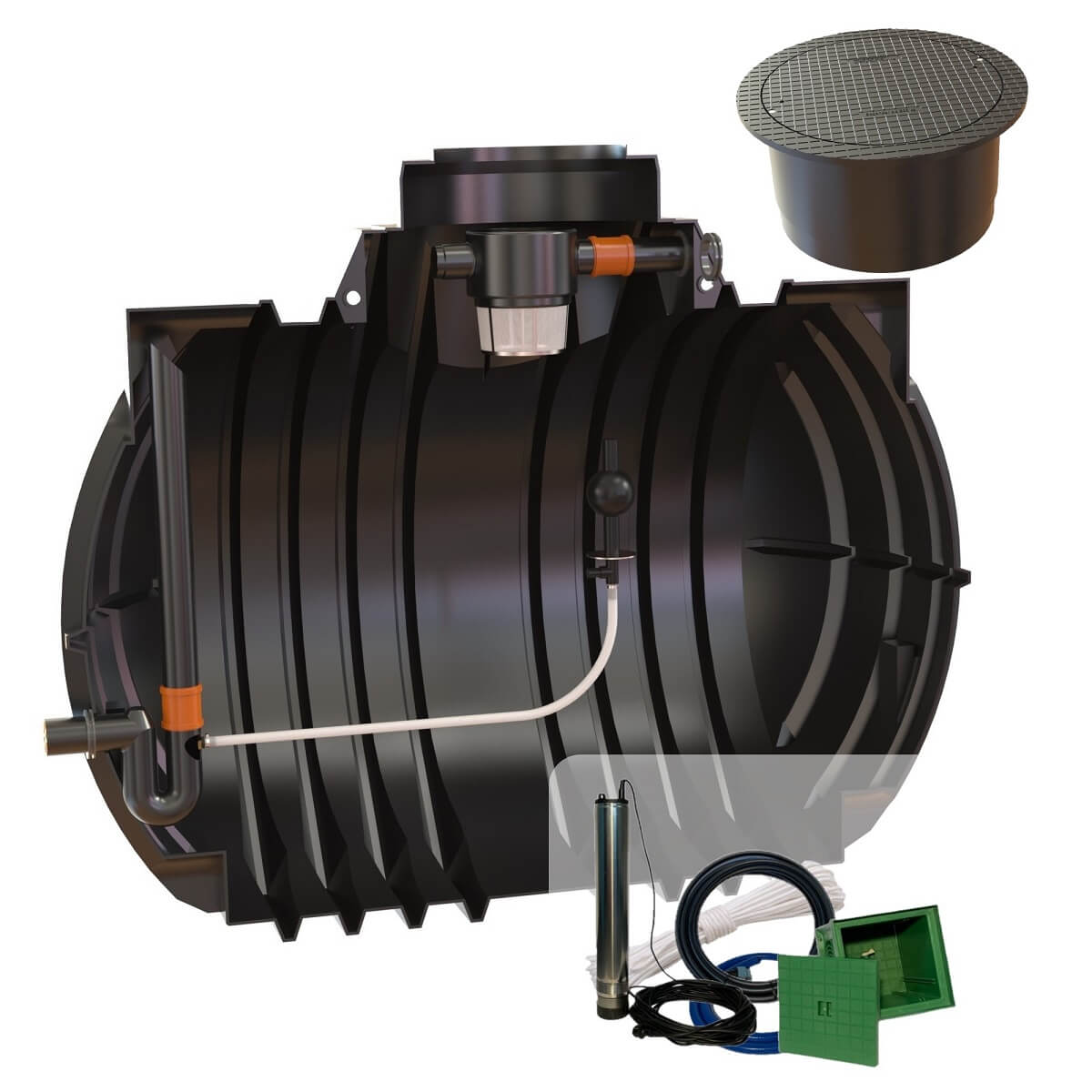 Retentionszisterne 7000L Atlantis RV 4550L mit PKW-Segment Abdeckung und Zisternenpumpe