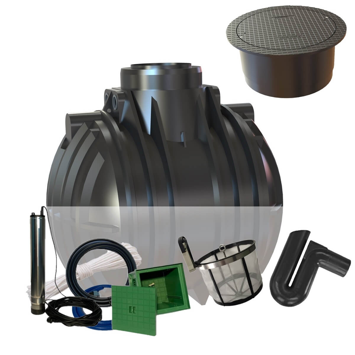 Zisterne 5300L Atlantis Gartenanlage mit PKW-Abdeckung und Zisternenpumpe