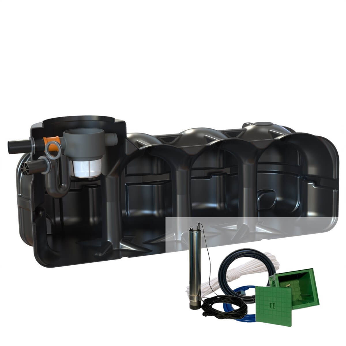 Flachtank 5000 Liter Garten-Zisterne Hudson mit Gartenpumpe