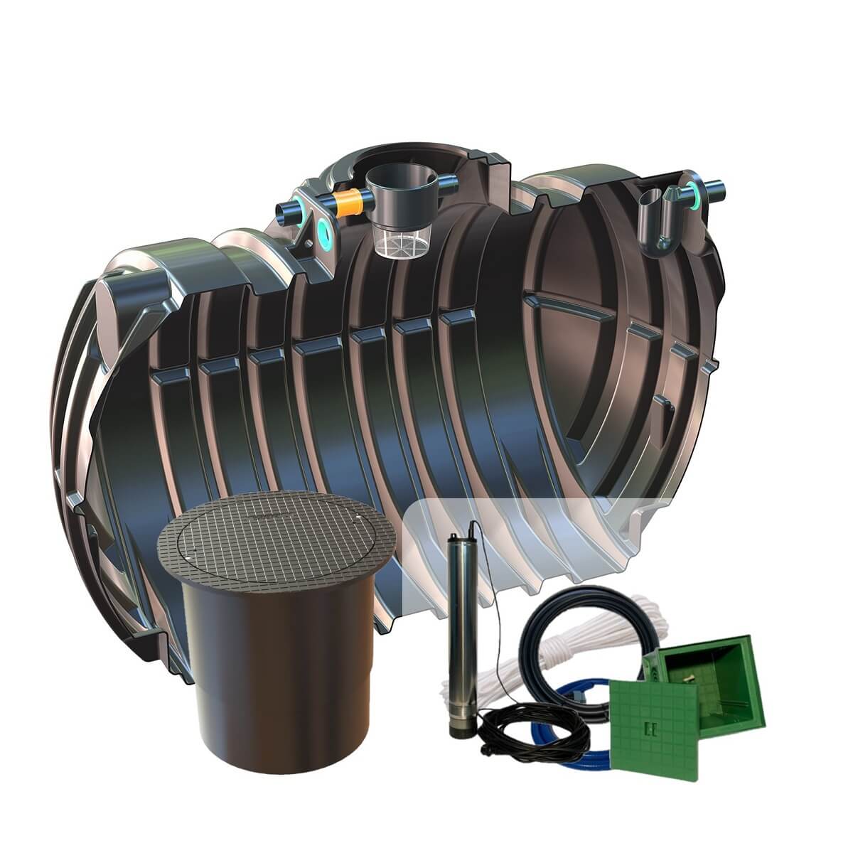 Gartenzisterne 12500L Big Atlantis mit PKW-Abdeckung und Zisternenpumpe