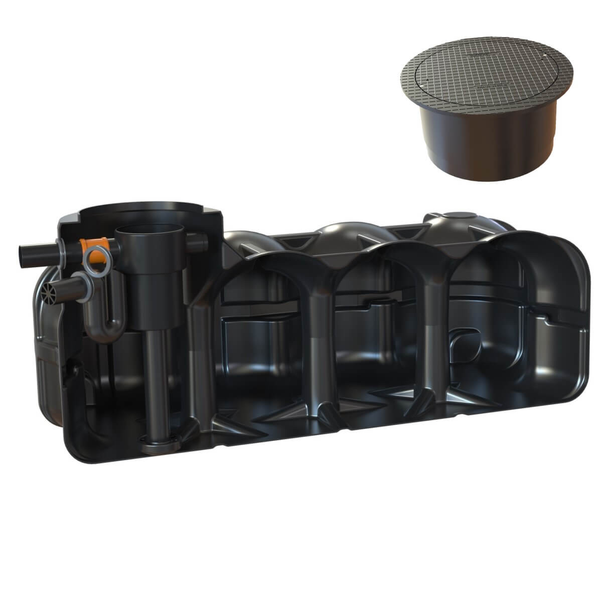 Flachtank 5000L Hauszisterne Hudson Korbfilter mit PKW-Abdeckung