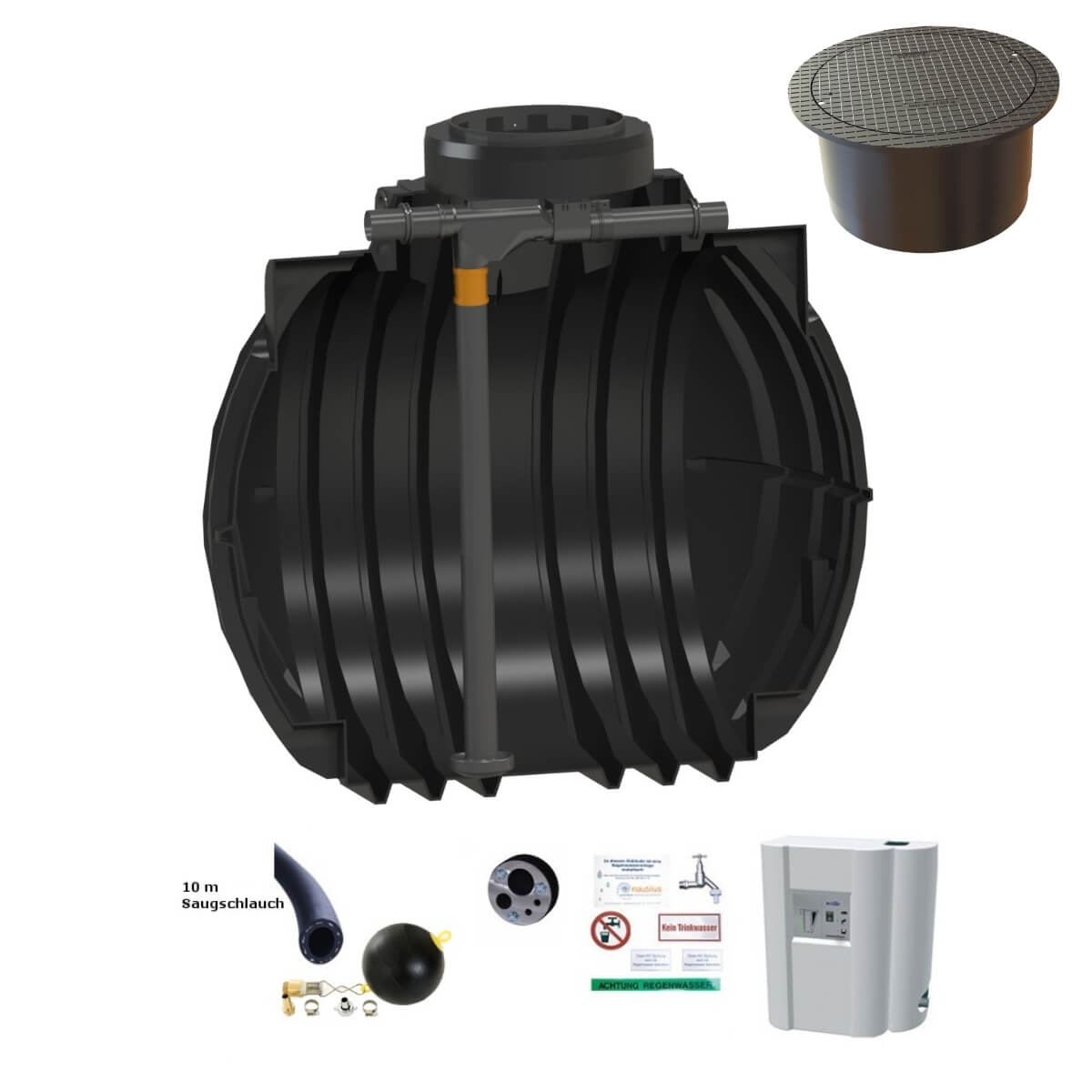 Hauszisterne 5300 L Premium Atlantis WSP mit PKW-Abdeckung und Hauswasserwerk