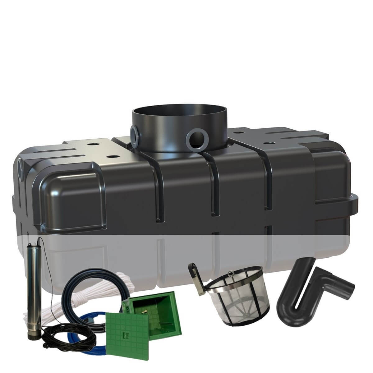 Gartenzisterne Flachtank 1700L Gartenanlage mit Zisternenpumpe