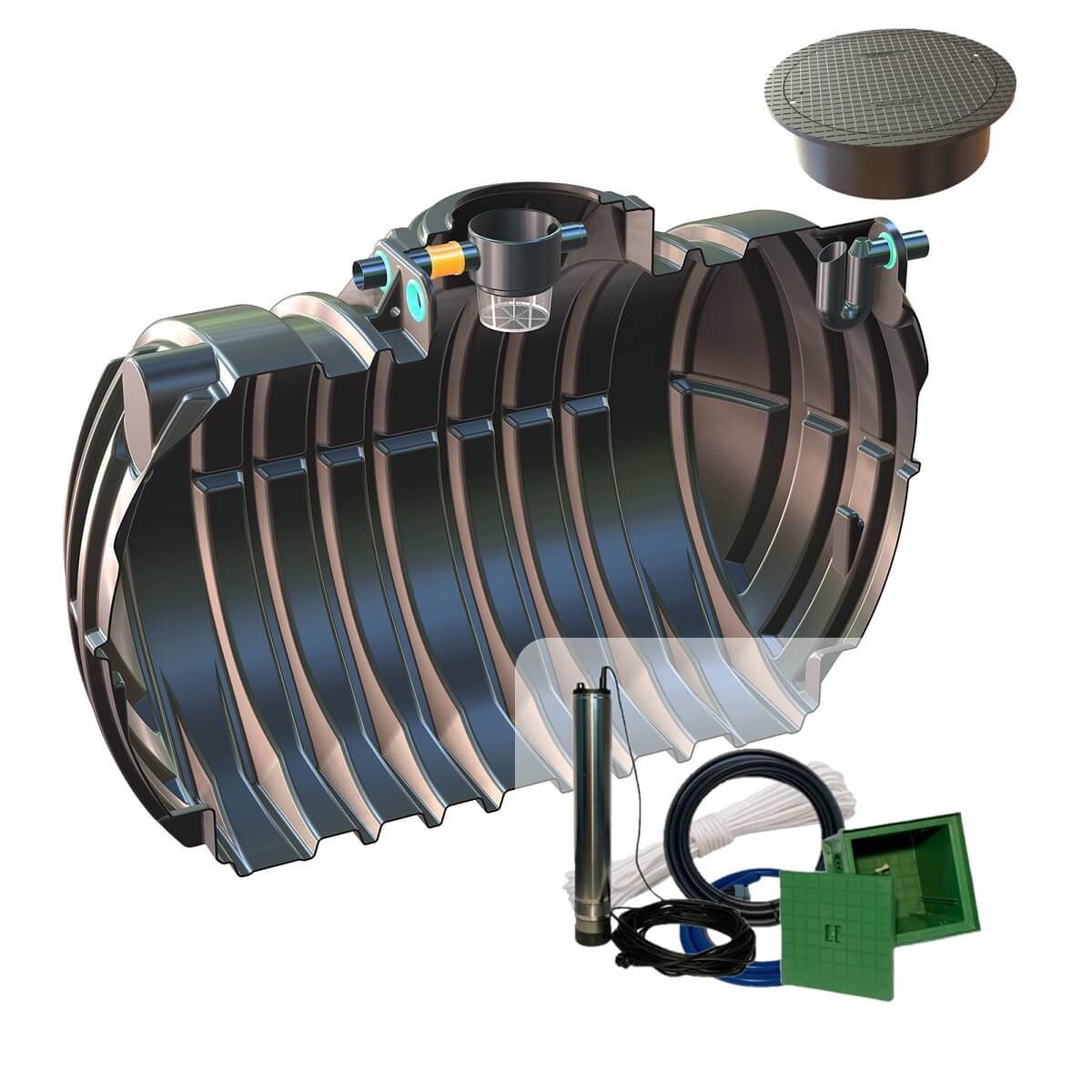 Gartenzisterne 12500L Big Atlantis mit Abdeckung und Zisternenpumpe