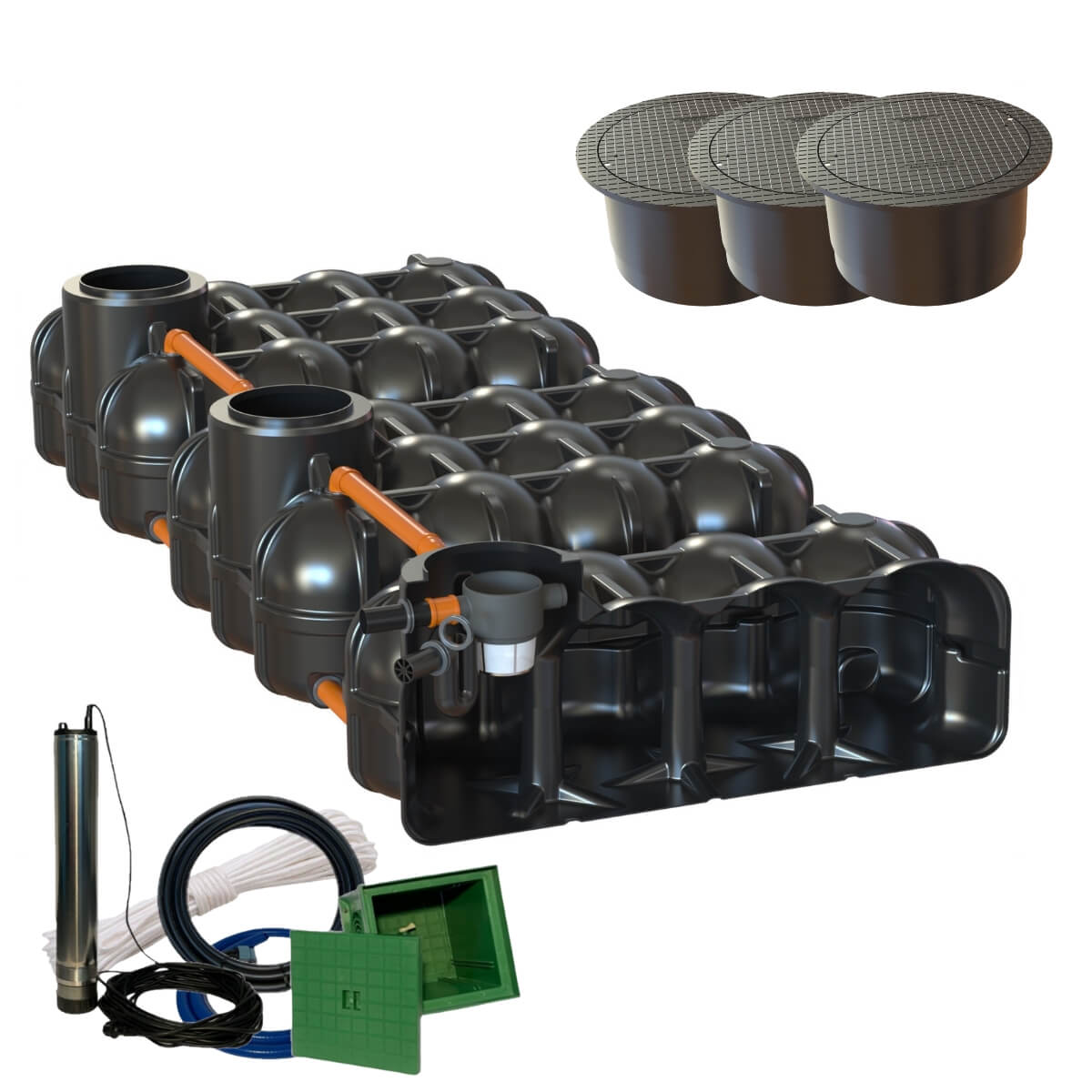 Flachtank 15000 Hudson Gartenanlage mit PKW-Abdeckung und Zisternenpumpe