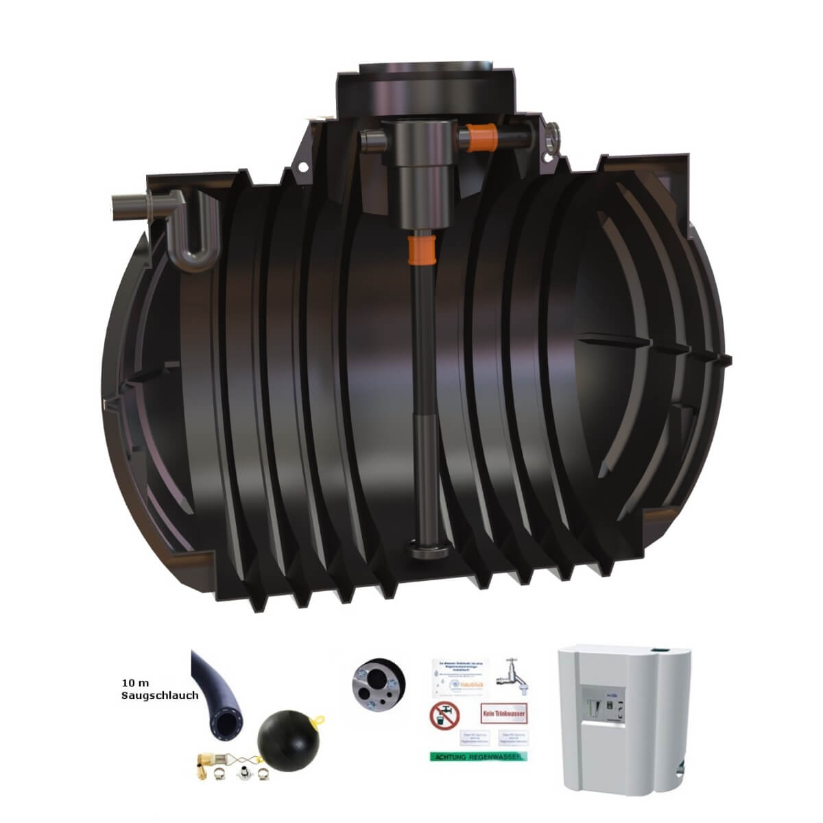 Hauszisterne 7000L Premium Atlantis Korbfilter mit Hauswasserwerk