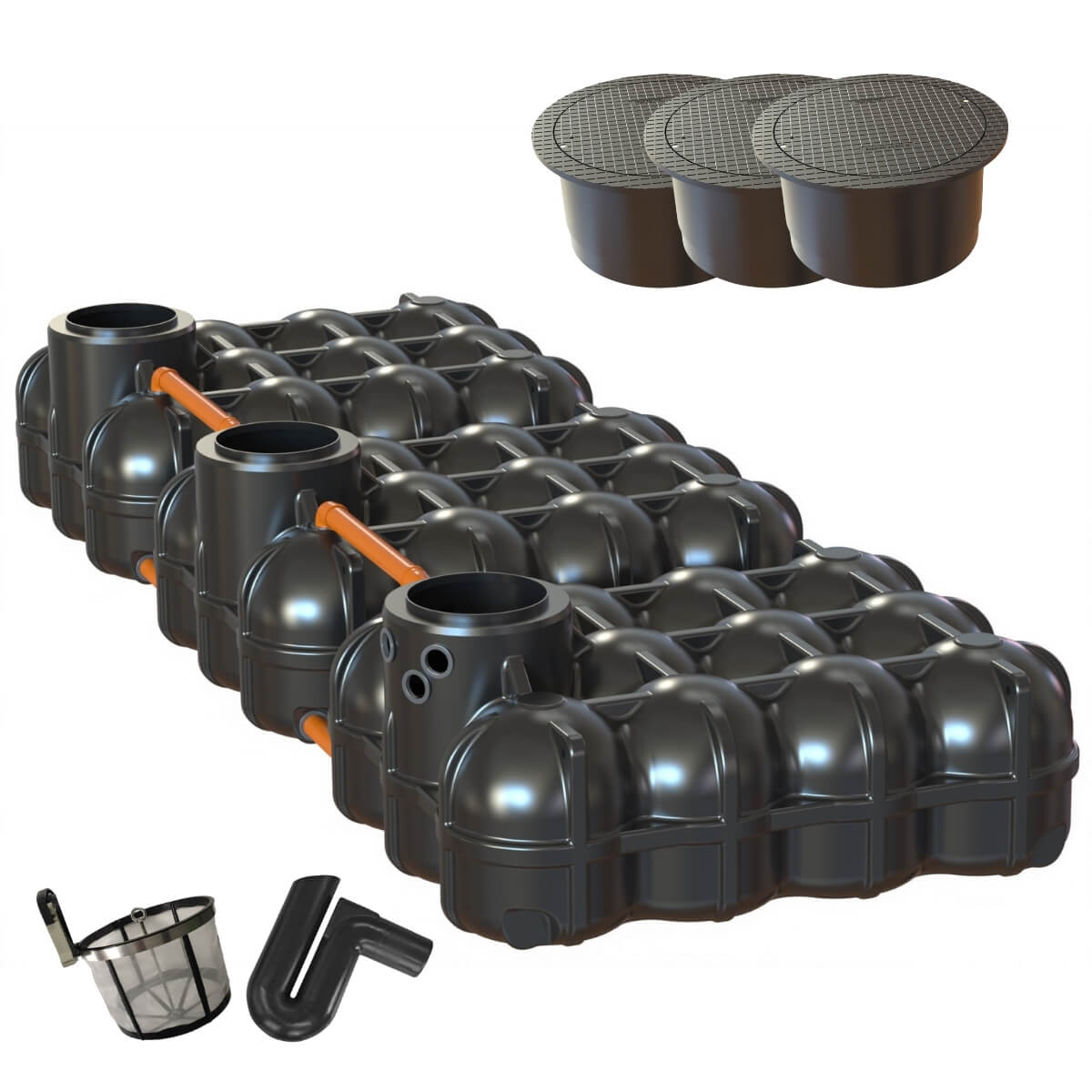 Flachtank 15000L Trio Hudson mit Gartenfilter mit PKW-Abdeckung