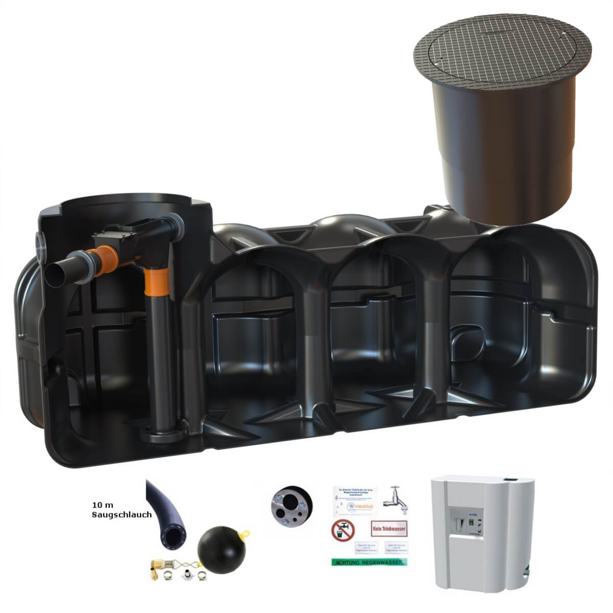 Flachtank 5000L Hauszisterne Hudson WSP mit PKW-Dom und Hauswasserwerk