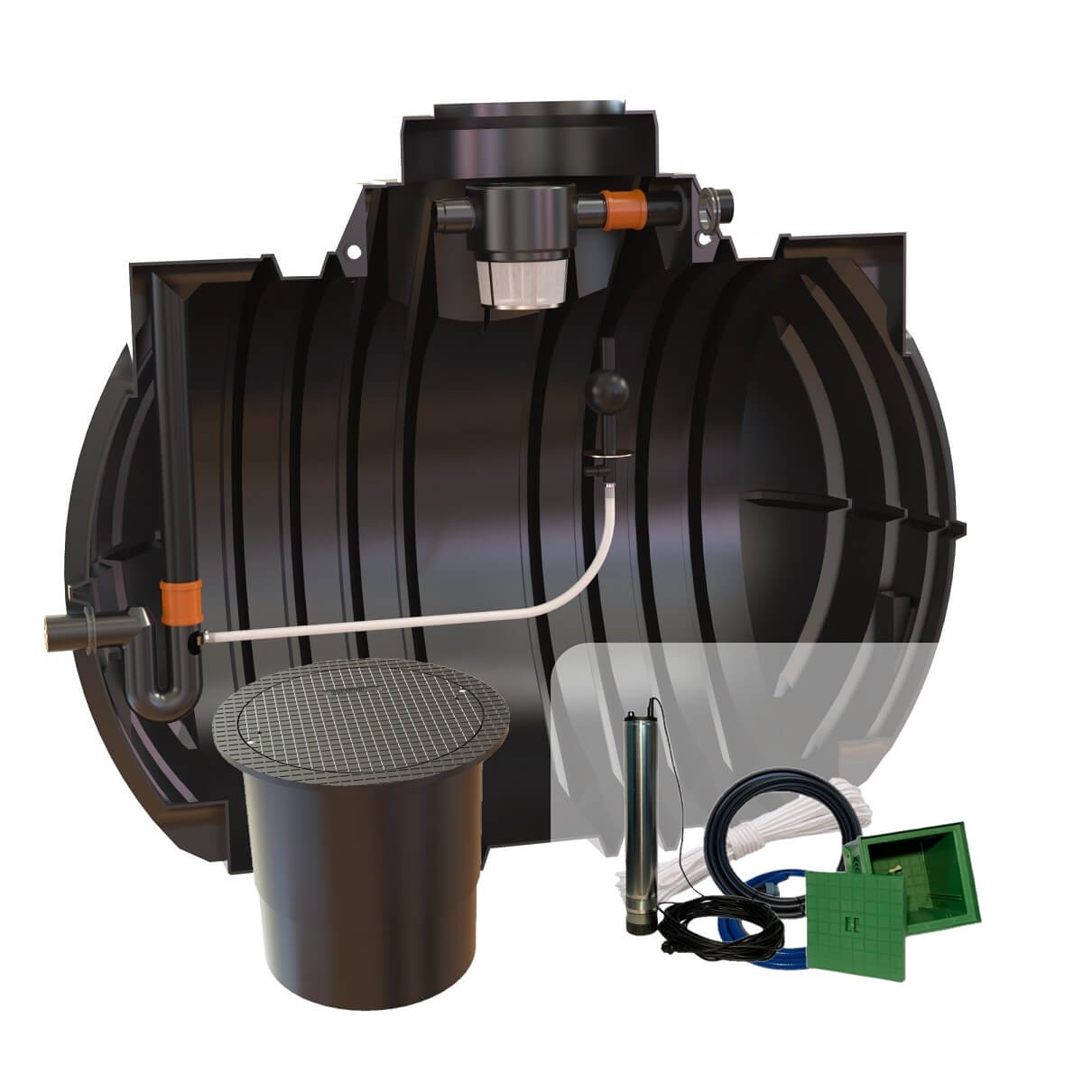 Retentionszisterne 7000L Atlantis RV 3800L mit PKW-LKW Abdeckung und Zisternenpumpe