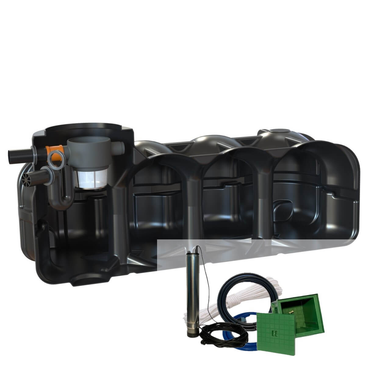 Flachtank 5000 Liter Garten-Zisterne Hudson Pumpensumpf mit Gartenpumpe