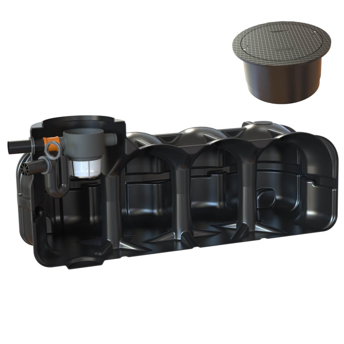 Flachtank 5000 Liter Garten-Zisterne Hudson Pumpensumpf mit PKW-Abdeckung