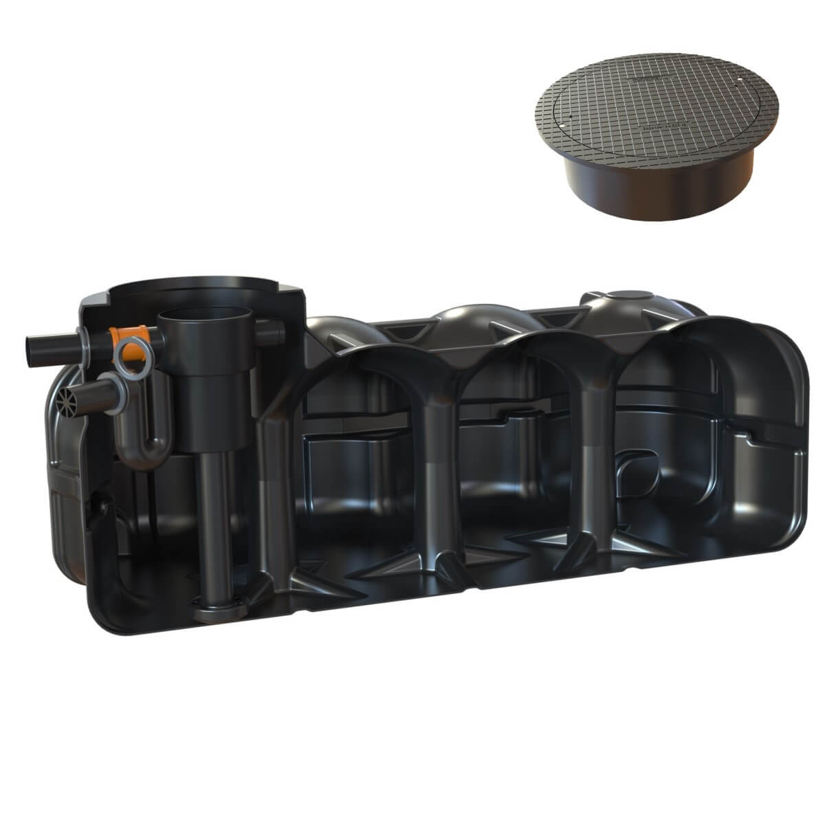 Flachtank 5000L Hauszisterne Hudson Korbfilter mit Abdeckung