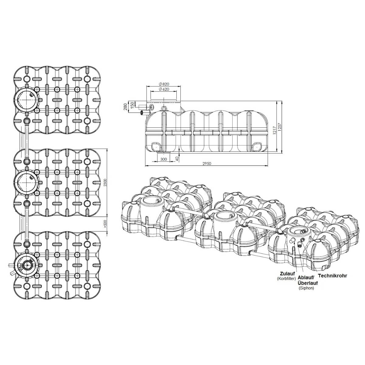 Flachtank 15000 Hudson Gartenanlage Pumpensumpf Zeichnung