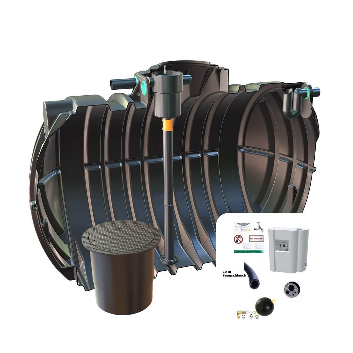 Zisterne 12500L Hausanlage KF Big Atlantis mit PKW-Abdeckung und Hauswasserwerk