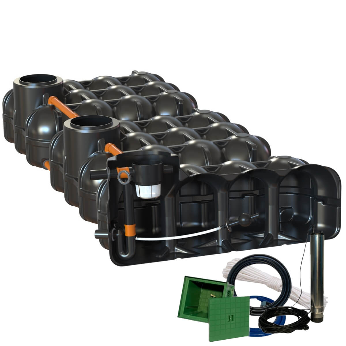 Retentionszisterne Flachtank 15000 Liter Hudson mit Gartenpumpe