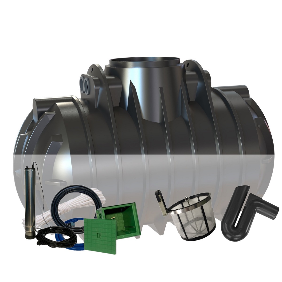 Zisterne 2200L Atlantis Gartenanlage mit Zisternenpumpe