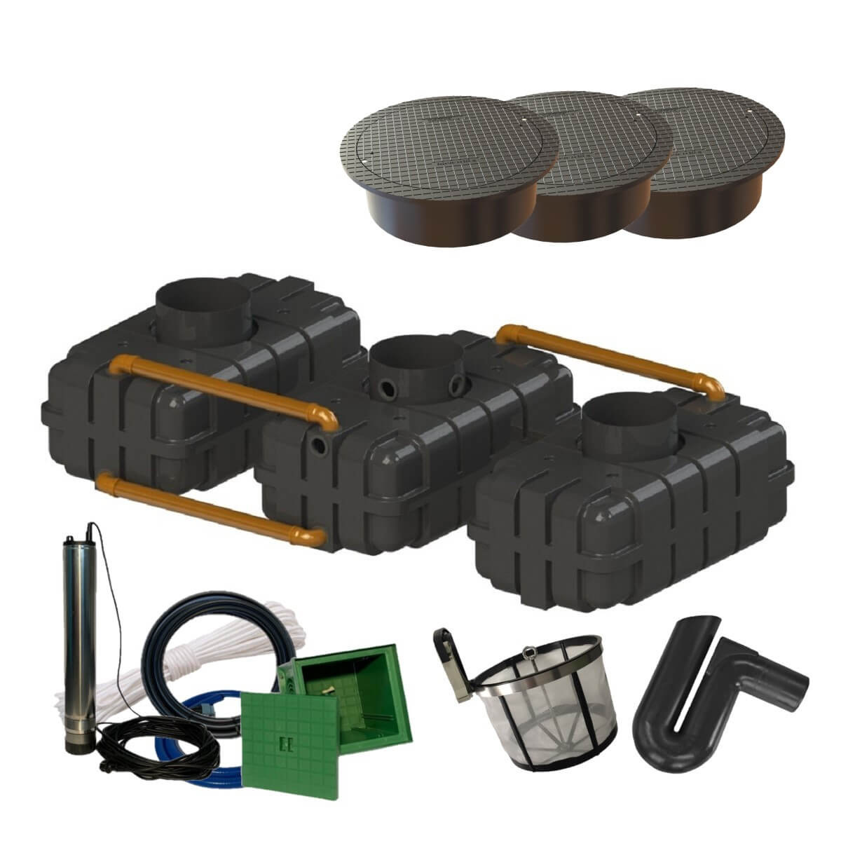 Gartenzisterne Flachtank 5100L Gartenanlage mit Abdeckung und Zisternenpumpe