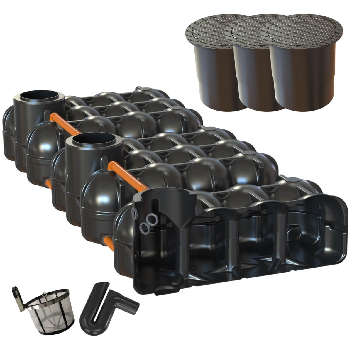 Flachtank 15000L Trio Hudson  mit Pumpensumpf mit Gartenfilter und PKW-Dom