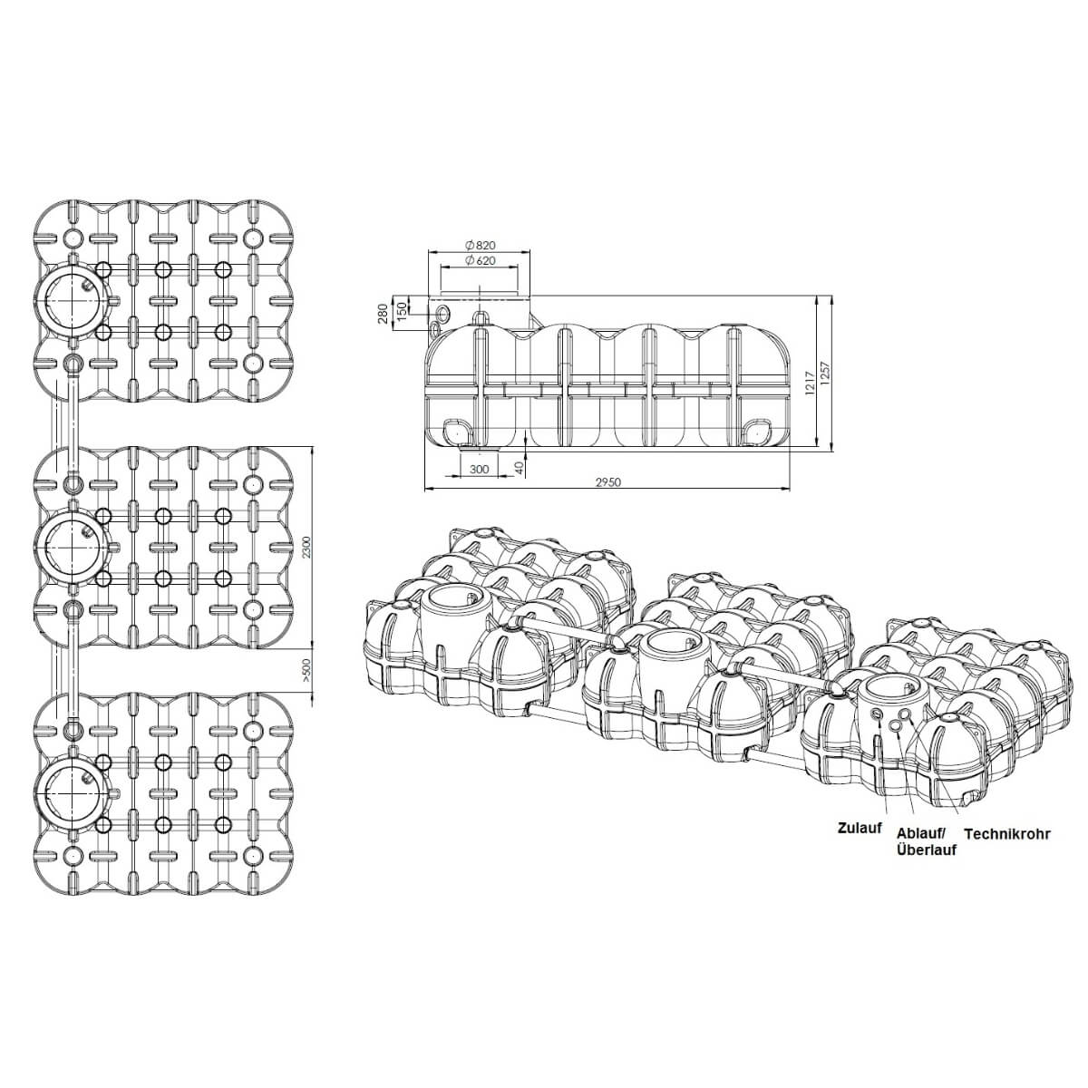 Flachtank 15000L Trio Hudson  mit Pumpensumpf Zeichnung