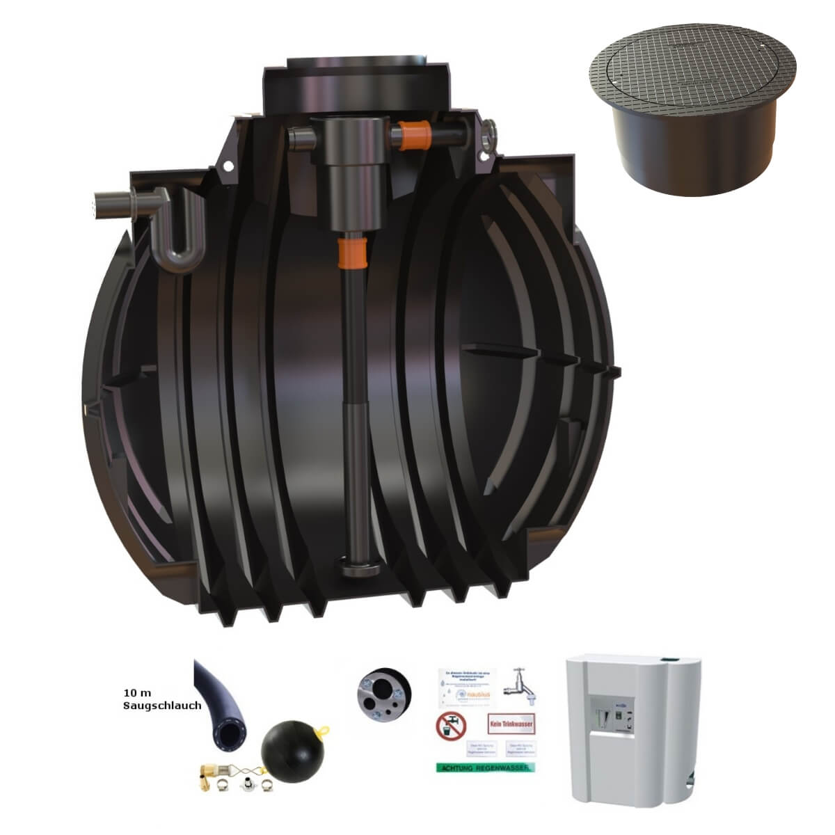 Hauszisterne 5300 L Korbfilter mit PKW-Abdeckung und Hauswasserwerk