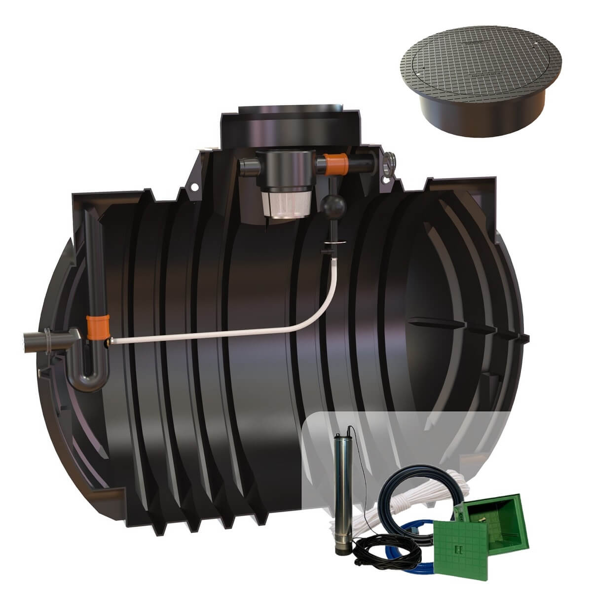 Retentionszisterne 7000L Atlantis RV 2450L mit Abdeckung und Zisternenpumpe