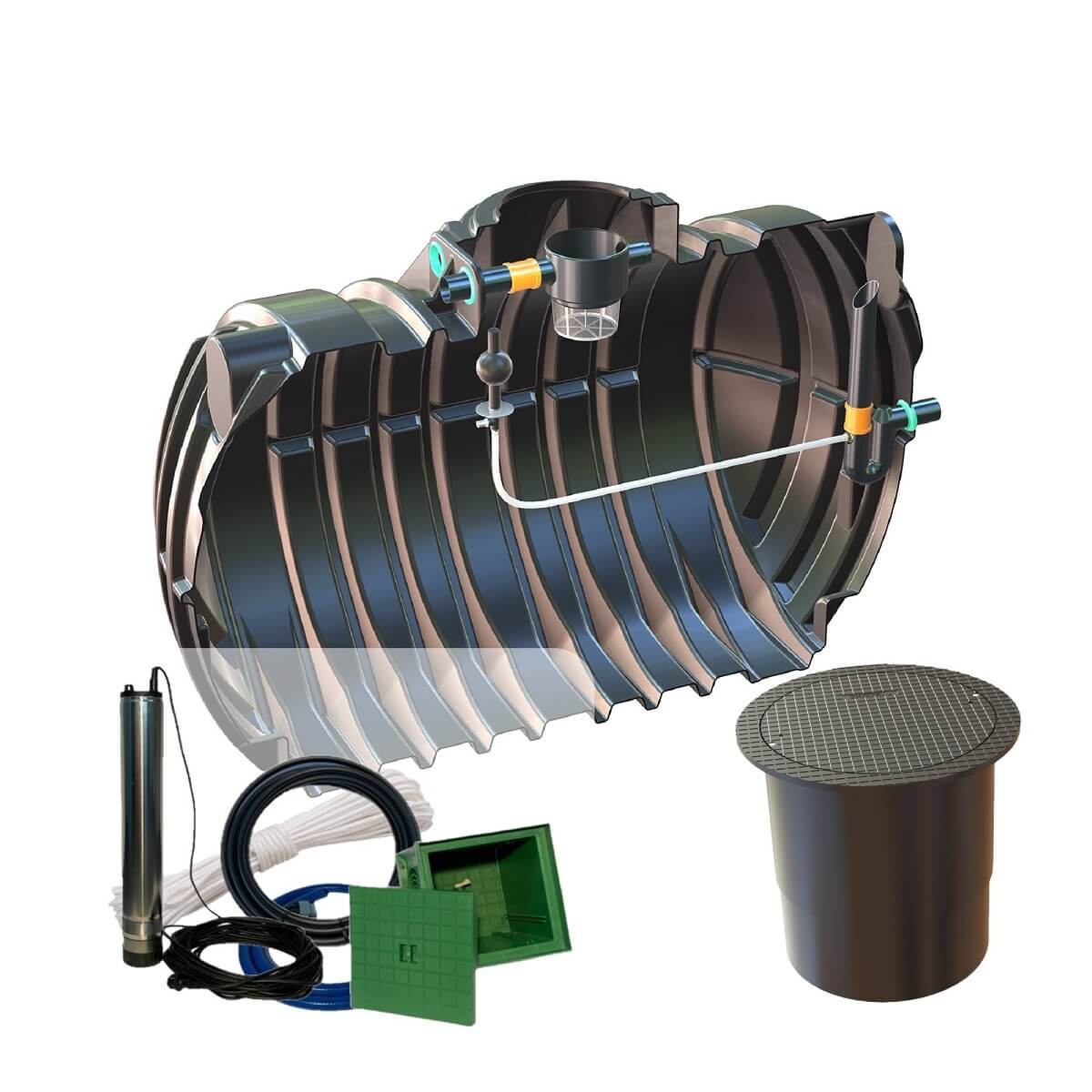 Retentionszisterne 12500L Retention 5000L Big Atlantis mit PKW Abdeckung und Zisternenpumpe