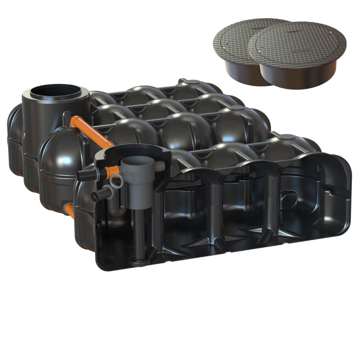 Flachtank 10000L Hudson Hausanlage Hauskorbfilter mit Abdeckung