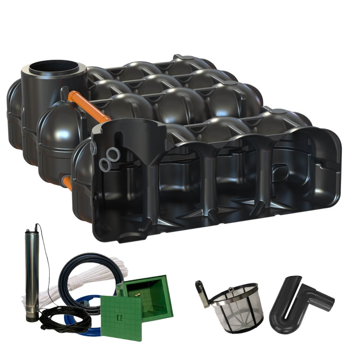 Flachtank 10000L Hudson Gartenanlage mit PS mit Zisternenpumpe