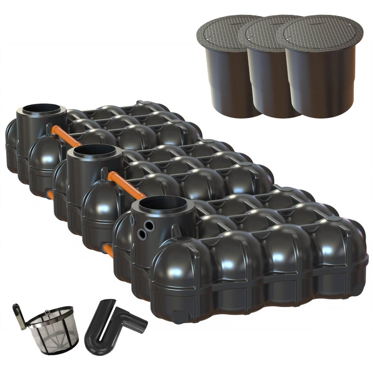 Flachtank 15000L Trio Hudson mit Gartenfilter mit PKW-Dom