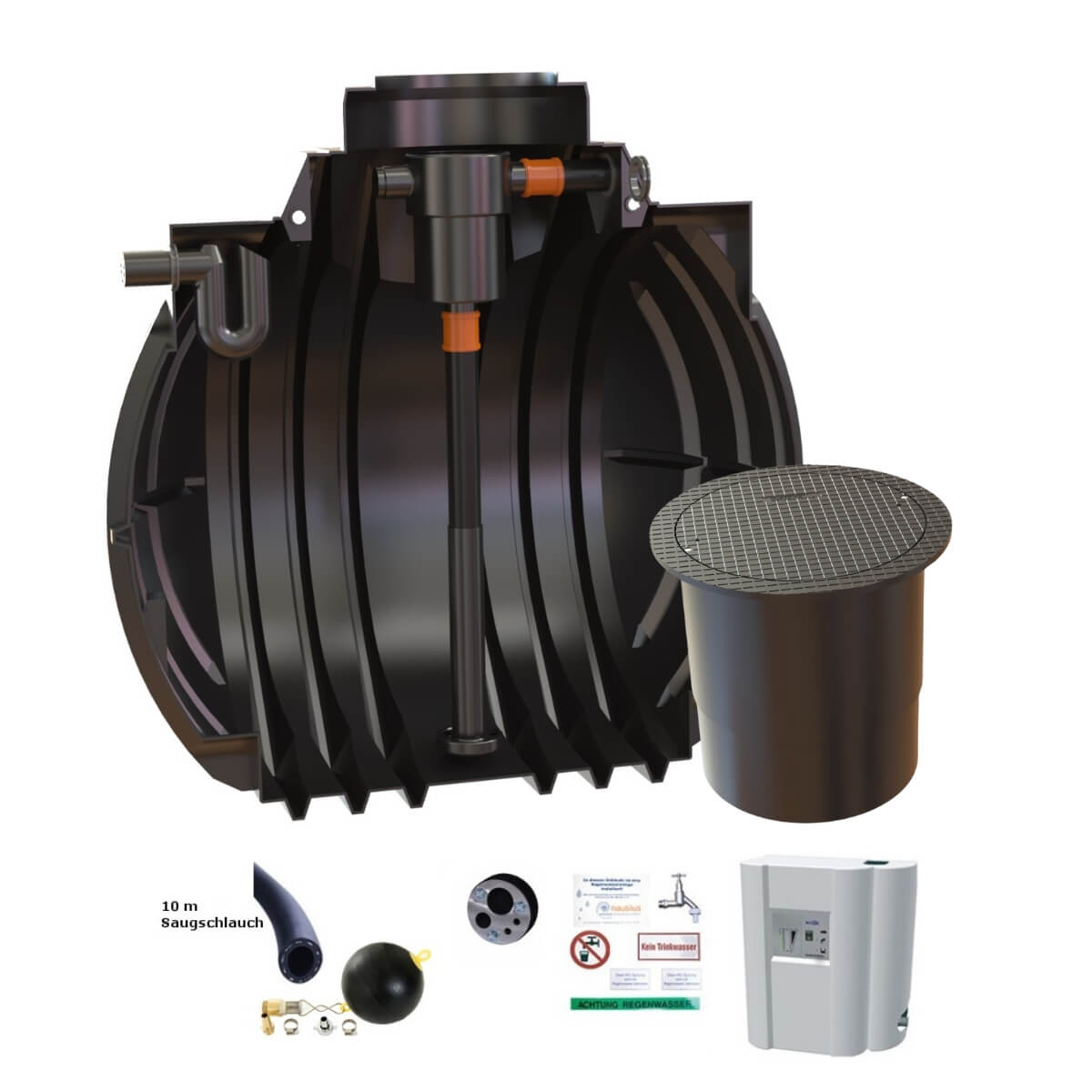 Hauszisterne 5300 L Korbfilter mit PKW-LKW Abdeckung und Hauswasserwerk