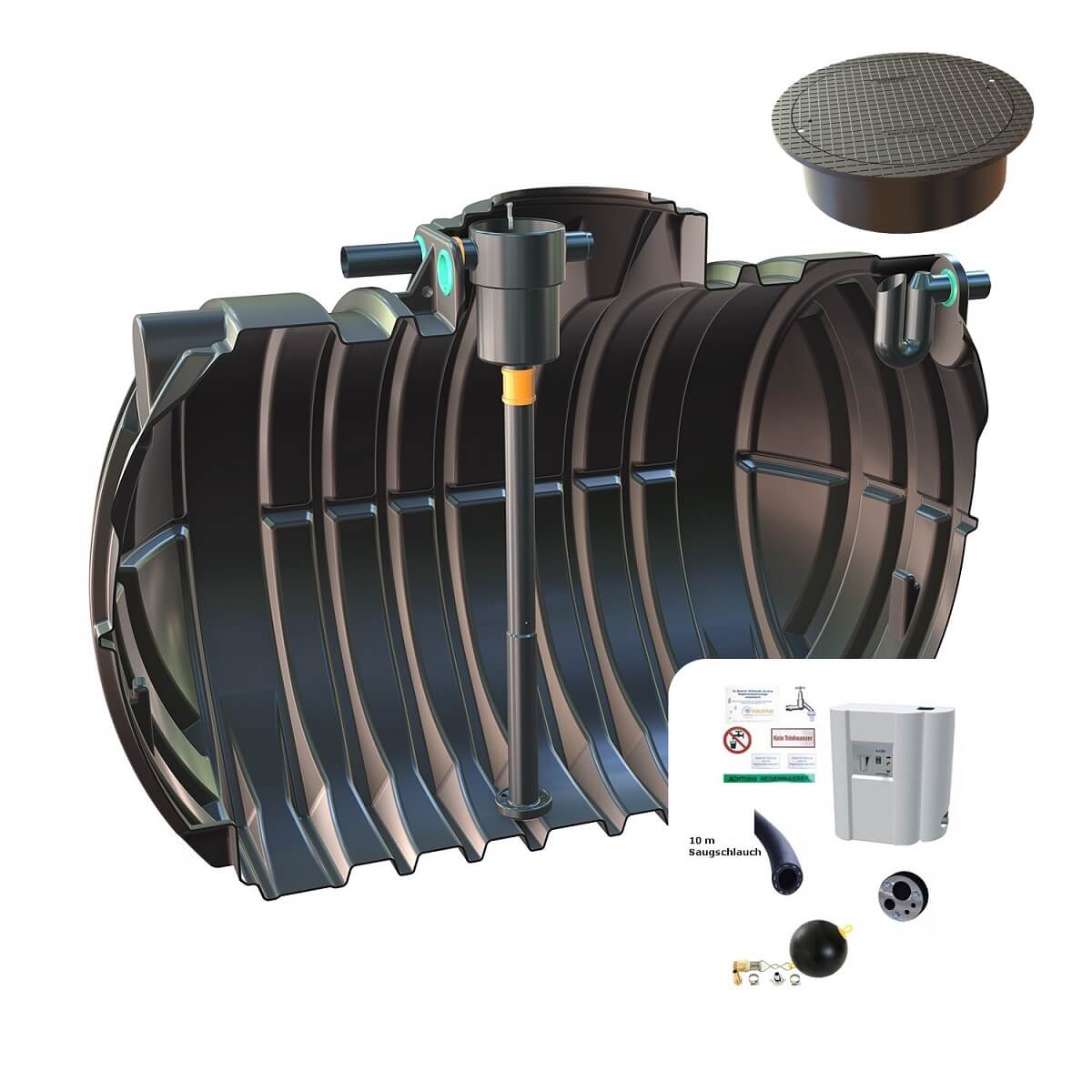 Zisterne 12500L Hausanlage KF Big Atlantis mit Abdeckung und Hauswasserwerk