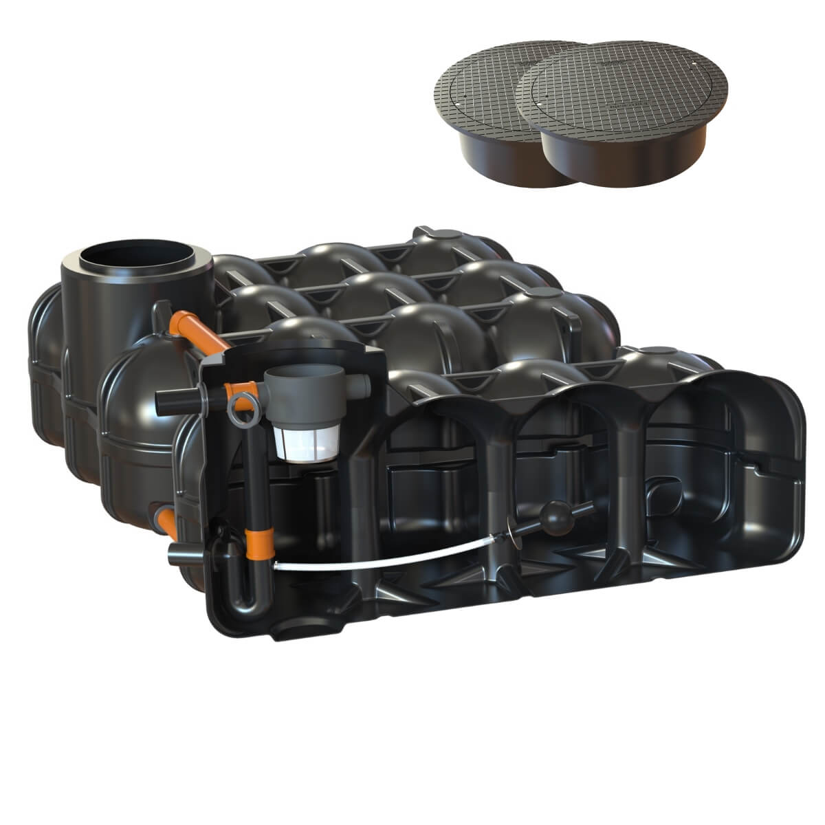 Retentionszisterne Flachtank 10000 Liter Hudson mit Pumpensumpf und Abdeckung