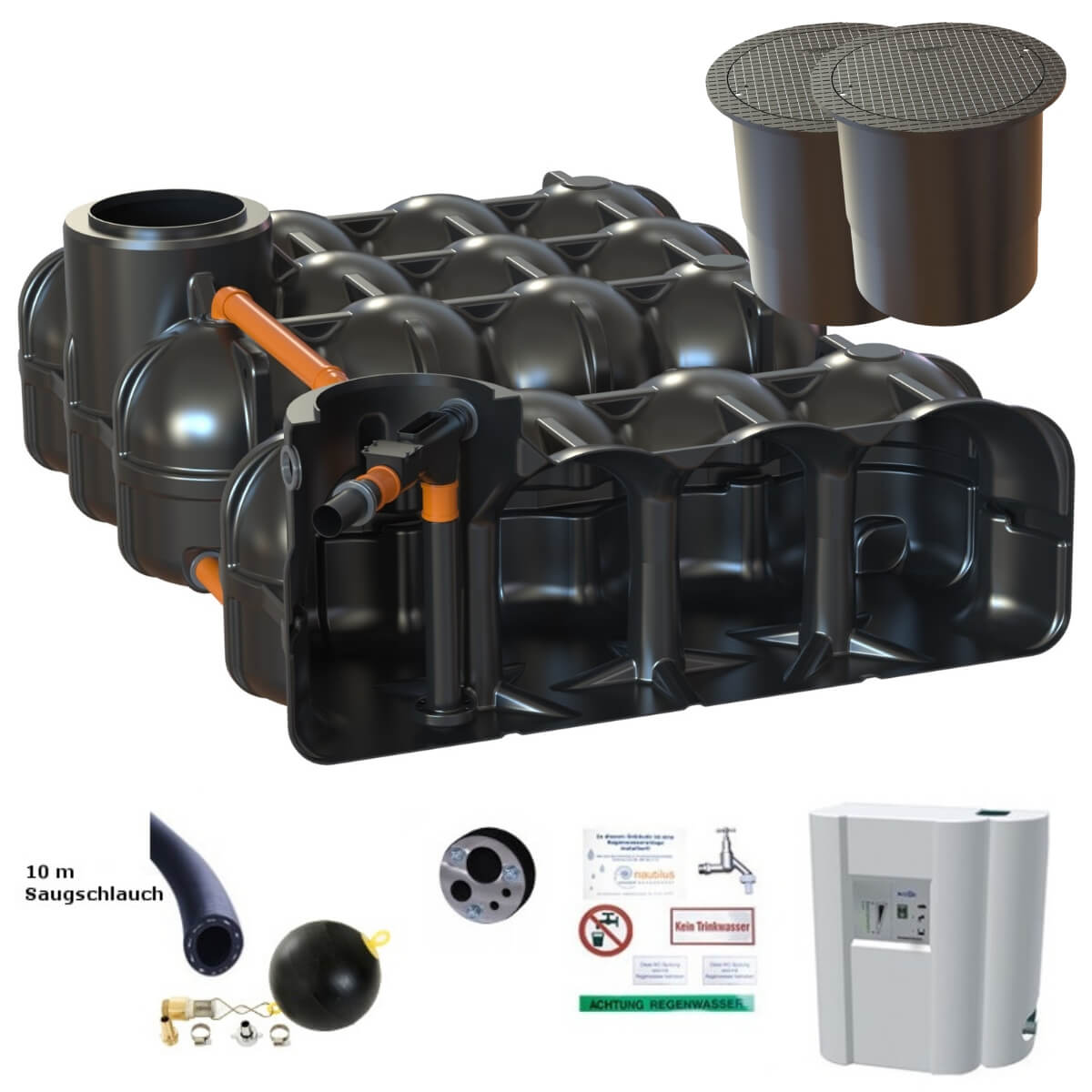 Flachtank 10000L Hudson Hausanlage WSP mit PKW-Dom und Hauswasserwerk