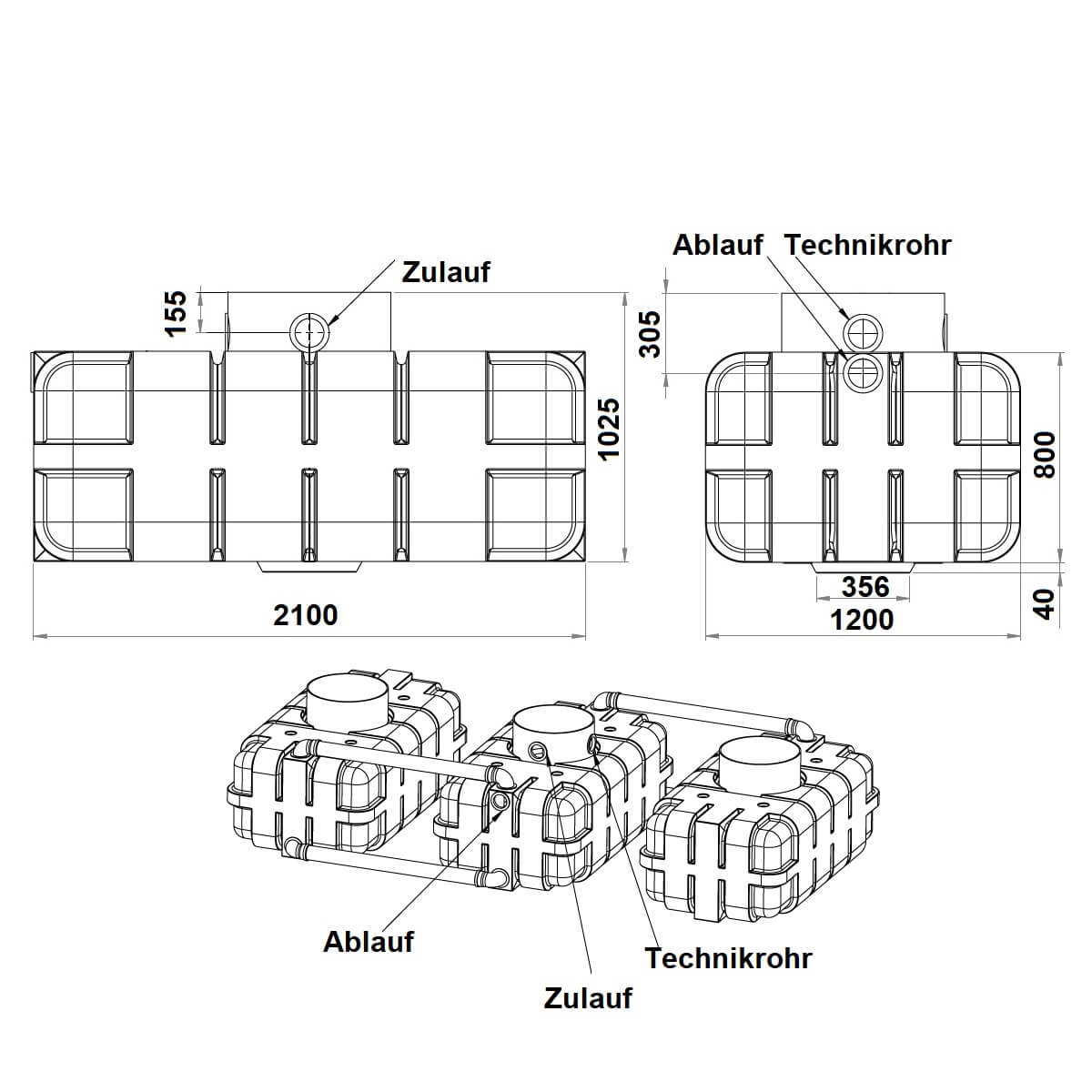 Flachtank 5100L Zeichnung