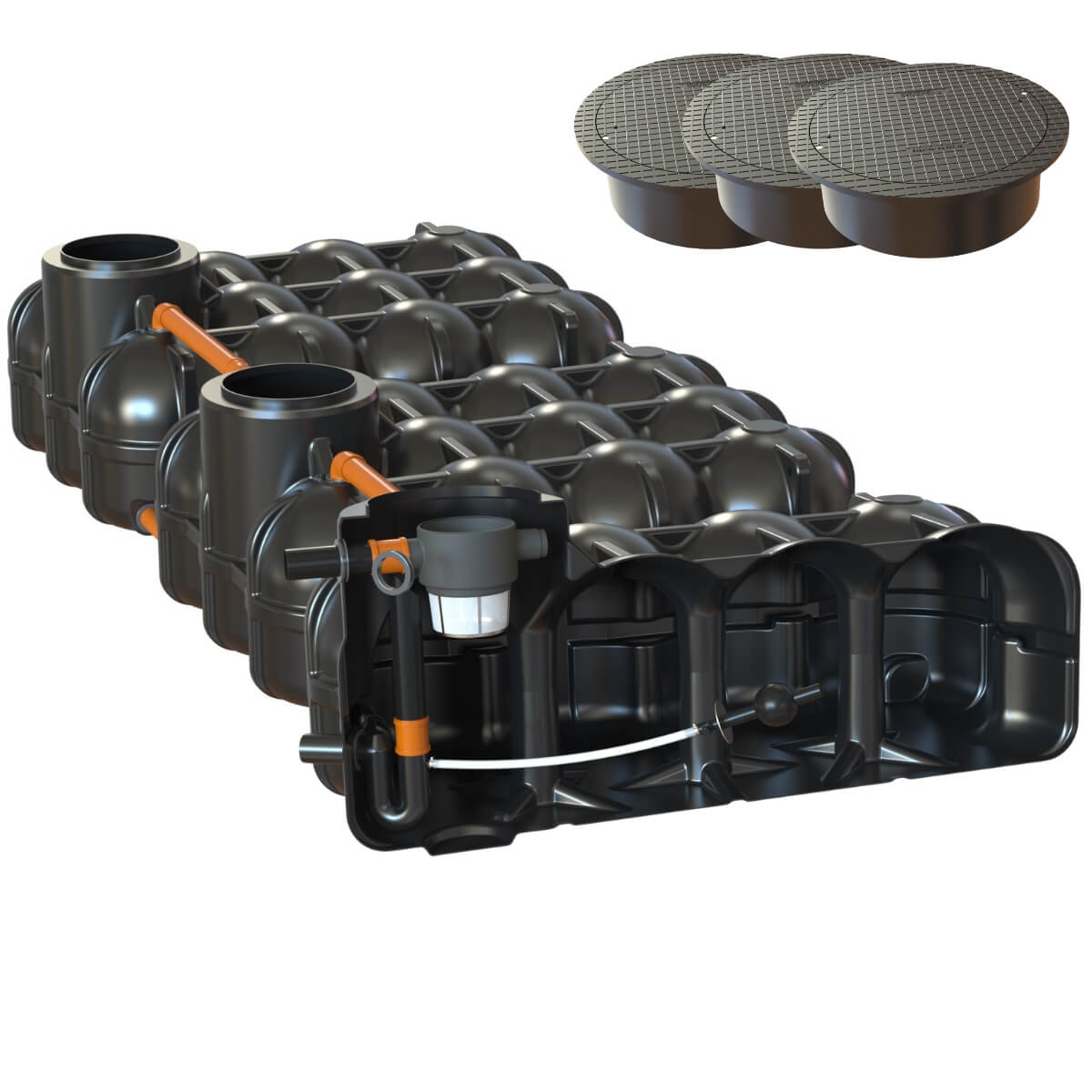 Retentionszisterne Flachtank 15000 Liter Hudson mit Pumpensumpf und Abdeckung