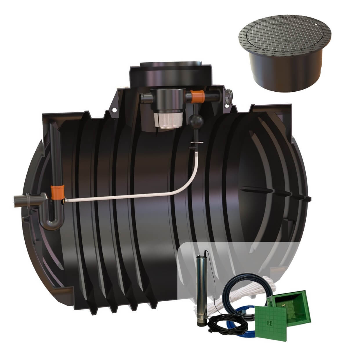 Retentionszisterne 7000L Atlantis RV 2450L PKW-Segmentabdeckung und Zisternenpumpe