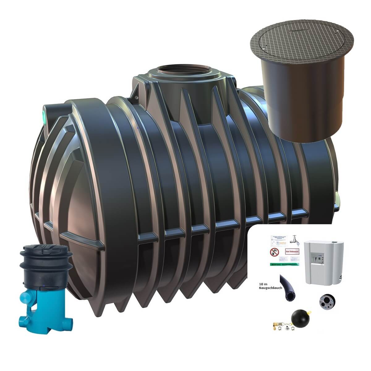 Zisterne 12500L Hausanlage VF1 Big Atlantis mit PKW-Abdeckung und Hauswasserwerk