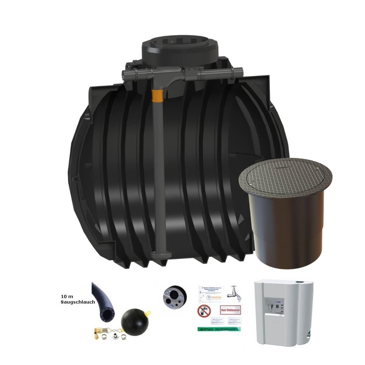 Hauszisterne 5300 L Premium Atlantis WSP mit PKW-LKW-Abdeckung und Hauswasserwerk
