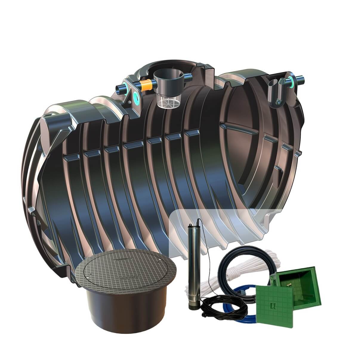 Gartenzisterne 12500L Big Atlantis mit Segment-Abdeckung und Zisternenpumpe