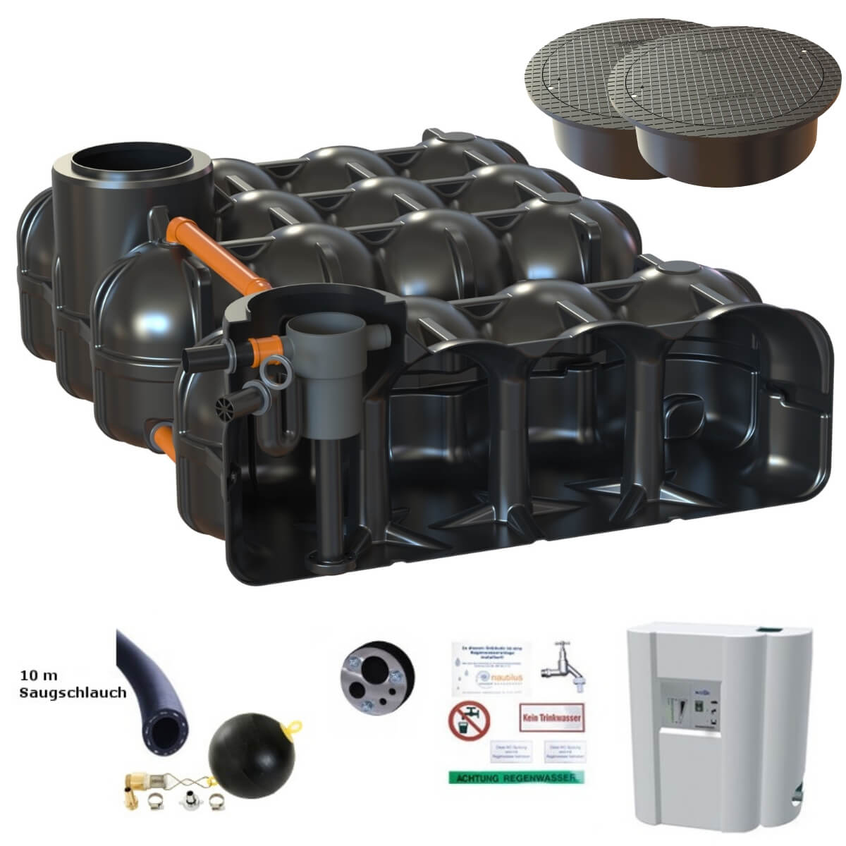 Flachtank 10000L Hudson Hausanlage Hauskorbfilter mit Abdeckung und Hauswasserwerk