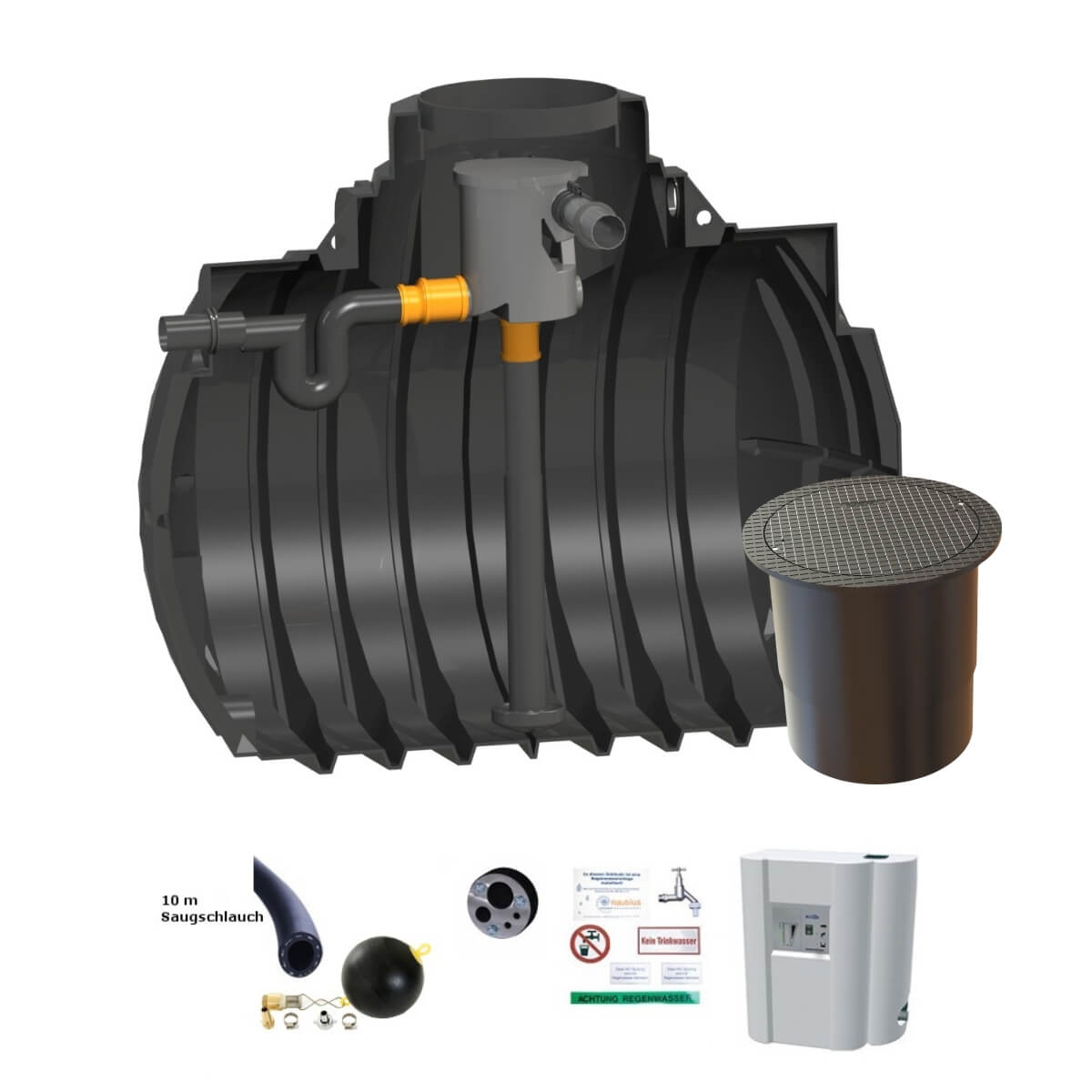 Hauszisterne 4000L Atlantis Volumenfilter mit PKW-LKW- Abdeckung und Hauswasserwerk