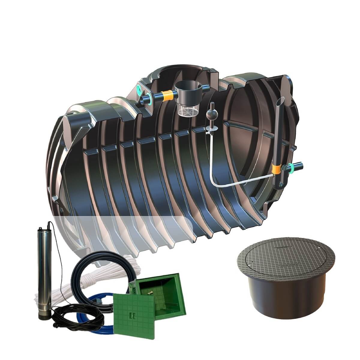 Retentionszisterne 12500L Retention 8000L Big Atlantis mit Segment-Abdeckung und Zisternenpumpe