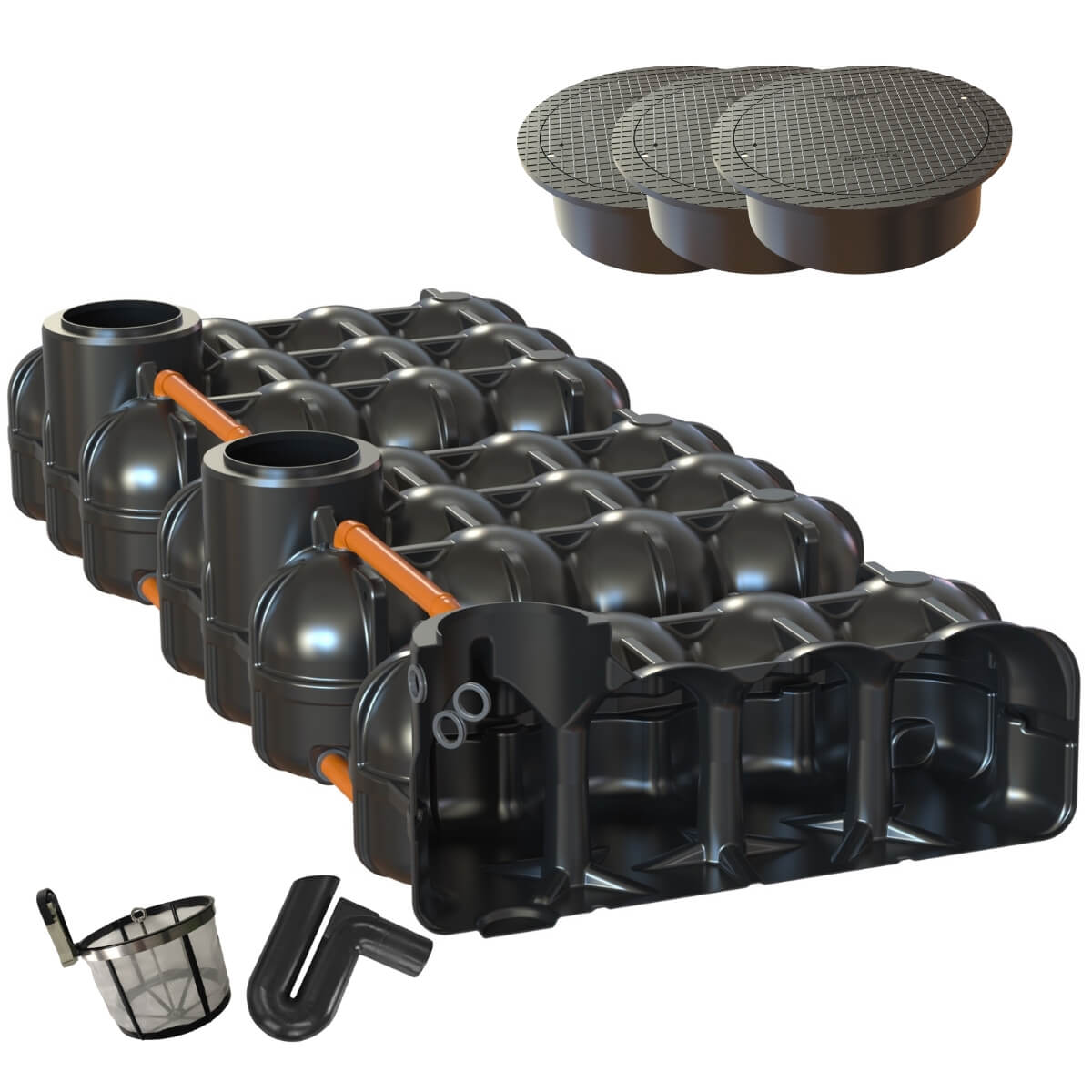 Flachtank 15000L Trio Hudson  mit Pumpensumpf mit Gartenfilter und Abdeckung