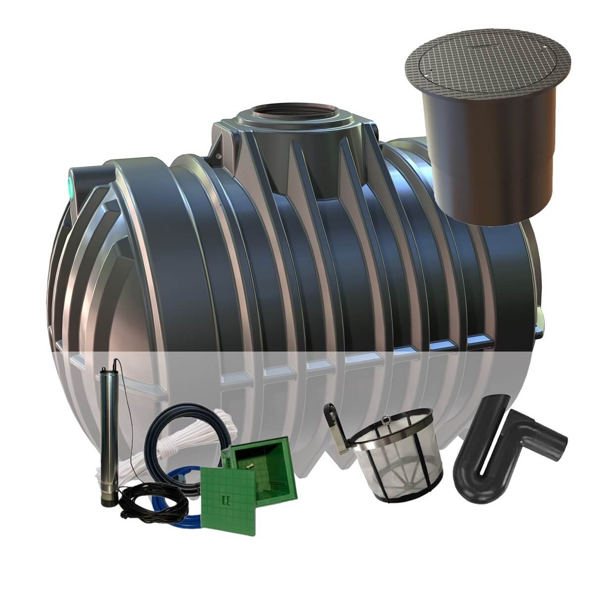 Zisterne 12500L Gartenanlage Big Atlantis mit PKW-Abdeckung und Zisternenpumpe