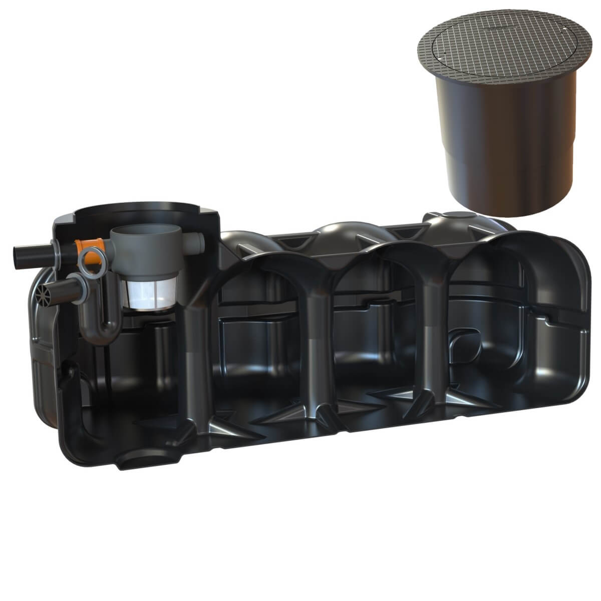 Flachtank 5000 Liter Garten-Zisterne Hudson Pumpensumpf mit PKW-Dom