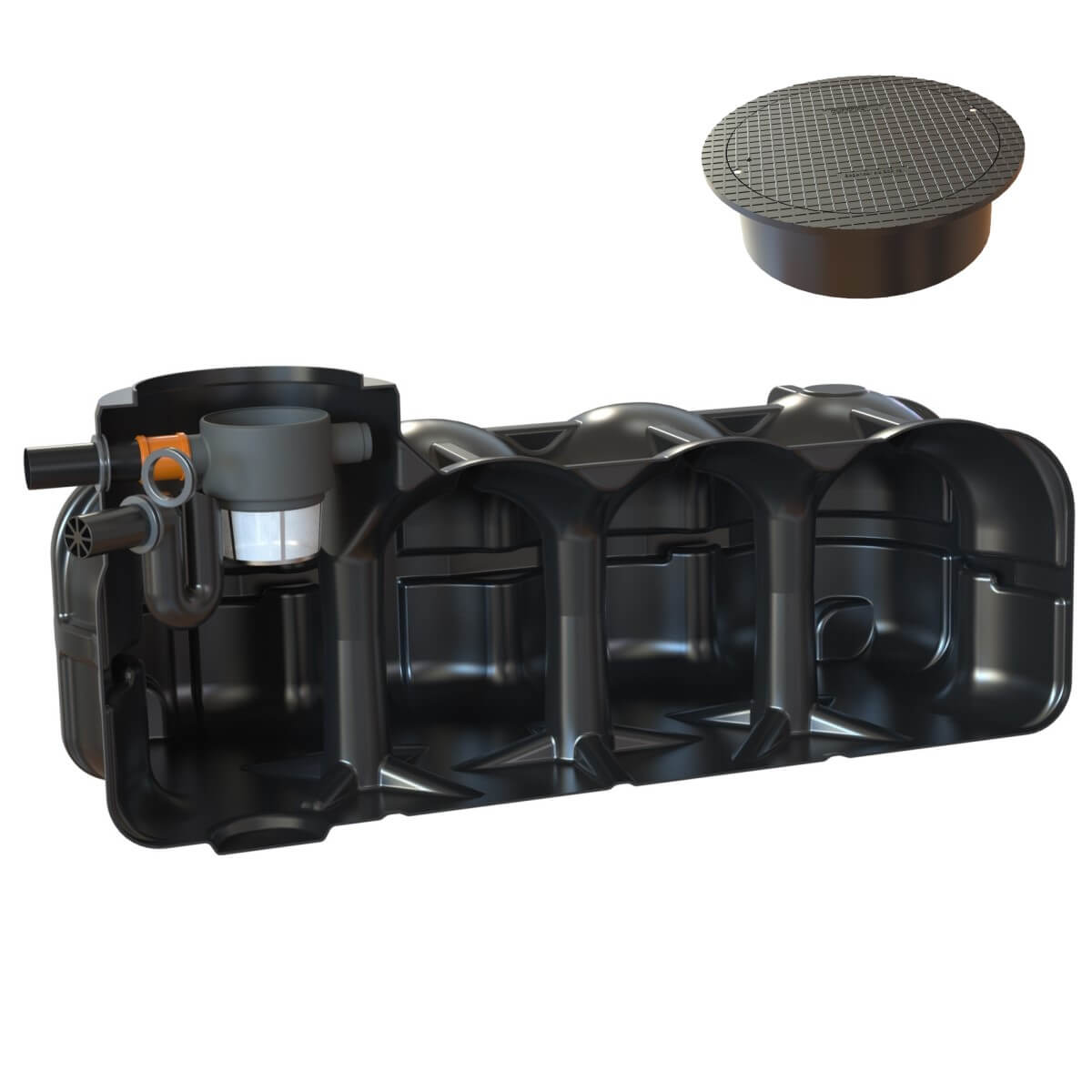 Flachtank 5000 Liter Garten-Zisterne Hudson Pumpensumpf mit Abdeckung