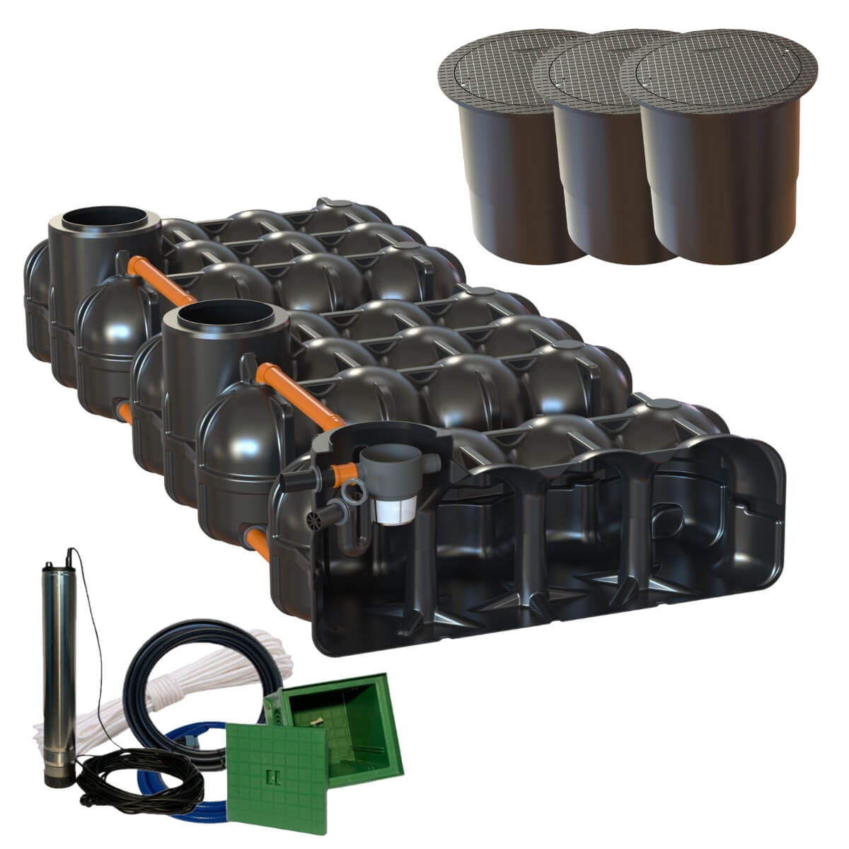 Flachtank 15000 Hudson Gartenanlage mit PKW-Dom und Zisternenpumpe